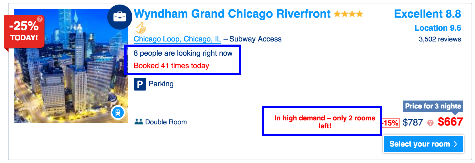 Screenshot to show the false sense of urgency sites can give a user in order to purchase a product