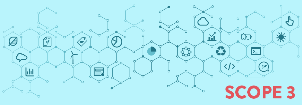 Graphic illustration showing a digital supply chain and potential sources for scope 3 emissions.